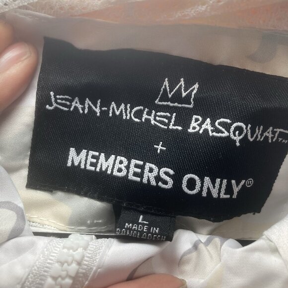 Jean Michel Basquiat Mens L Members Only Grapic Windbreaker Pullover Hood Jacket - Picture 2 of 10